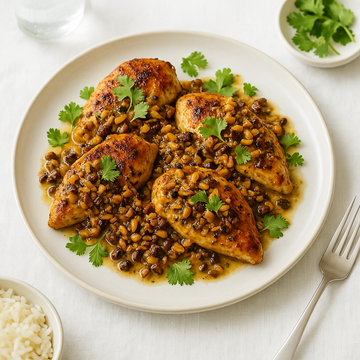 Spiced Chicken with Almond-Mushroom Sauce