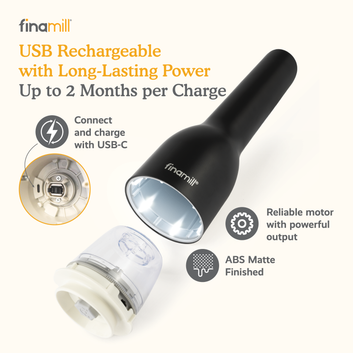 FinaMill Rechargeable Mill - Pepper & Spice Grinder in One